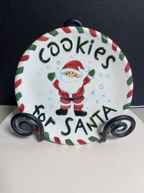 Cookies for Santa Hand Painted Ceramic Christmas Plate 8.5"
